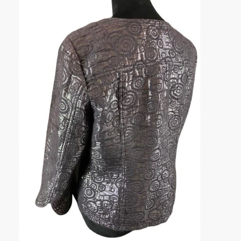 Ruby Rd Geometric Patterned Jacket in Gunmetal Grey Size 10 EUC - Picture 8 of 10